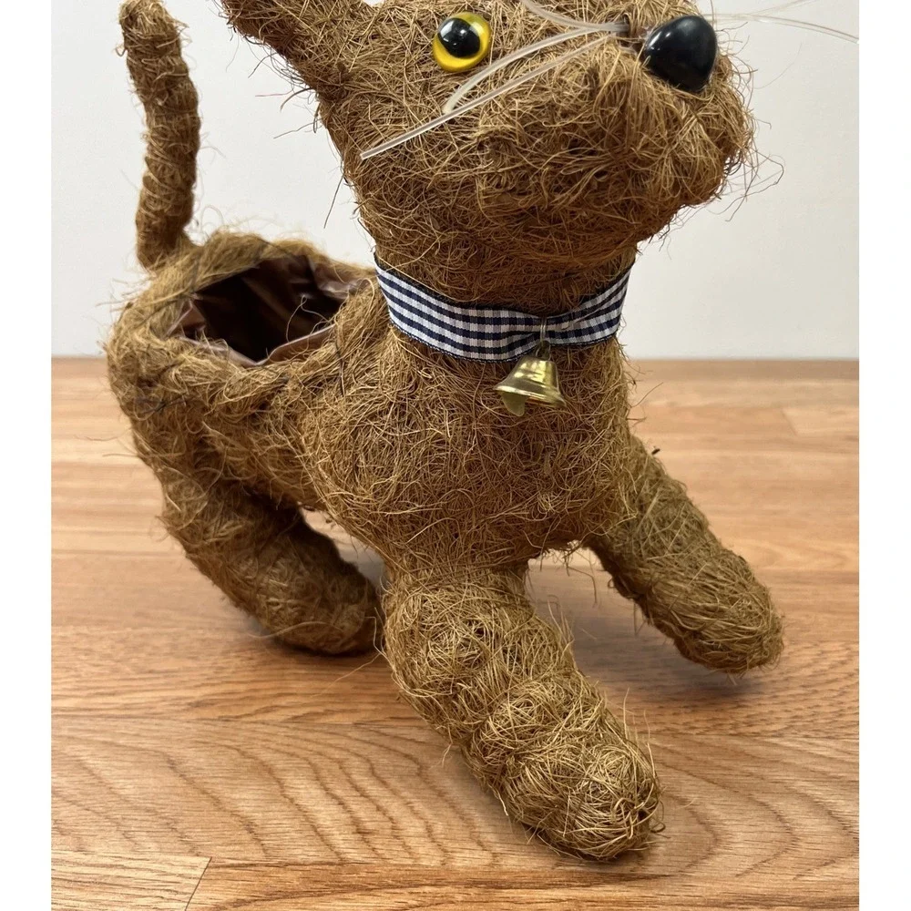 Cute Cat  Coconut Fiber Flower Pot Planter NEW